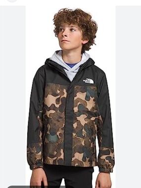The North Face Kids' Antora Camo Rain Jacket - Black & Brown